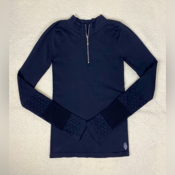 Free People Movement Black Quarter Zip Workout Top Active Stretch - Picture 1 of 7